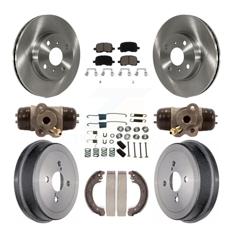 Front Rear Disc Brake Rotors Ceramic Pads And Drum Kit (9Pc) For 2002 Toyota Corolla Non-ABS From 04 02 K8C-102835