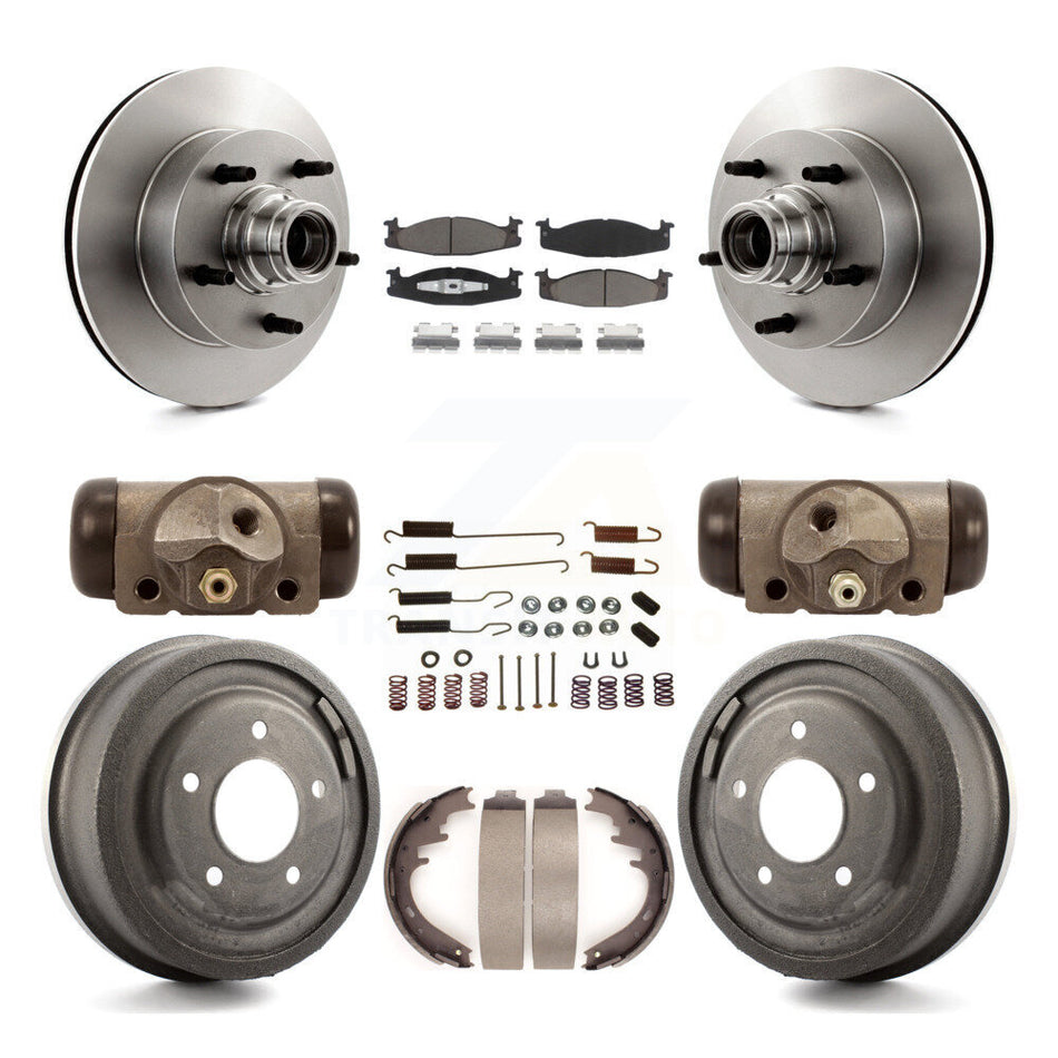 Front Rear Disc Brake Rotors Ceramic Pads And Drum Kit (9Pc) For Ford E-150 Econoline Club Wagon K8C-102842