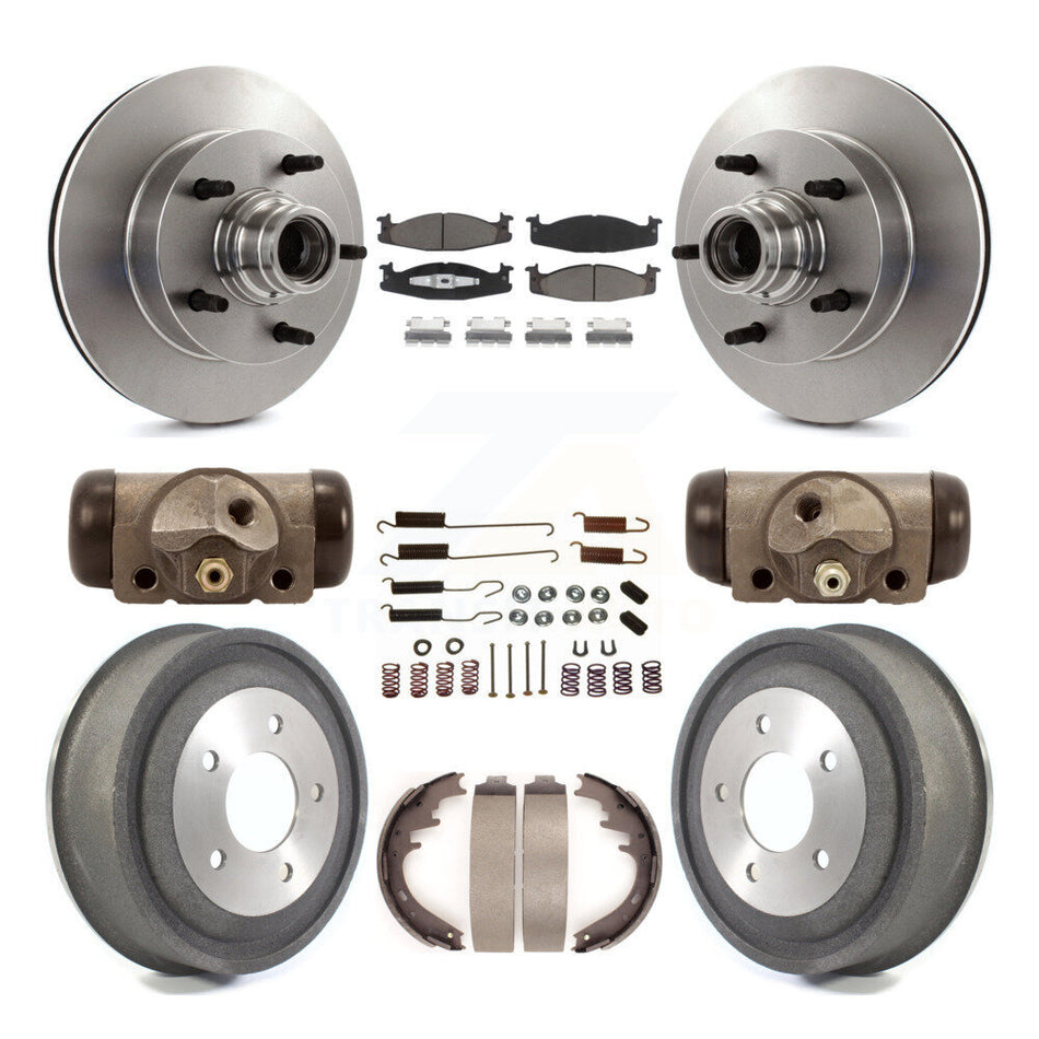 Front Rear Disc Brake Rotors Ceramic Pads And Drum Kit (9Pc) For 2000-2001 Ford E-150 Econoline 2-Wheel ABS K8C-102848