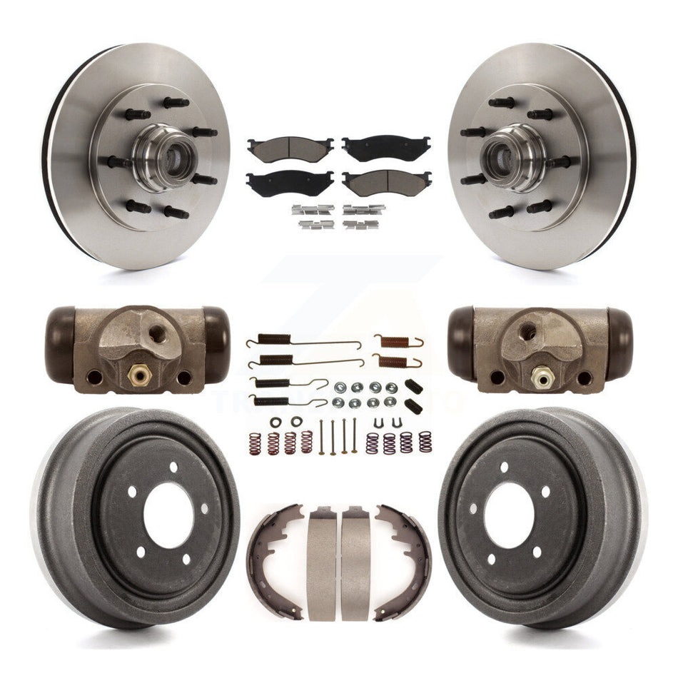 Front Rear Disc Brake Rotors Ceramic Pads And Drum Kit (9Pc) For 1999 Ford F-150 RWD With 7 Lug Wheels 12mm Wheel Lugs 4 ABS K8C-102851