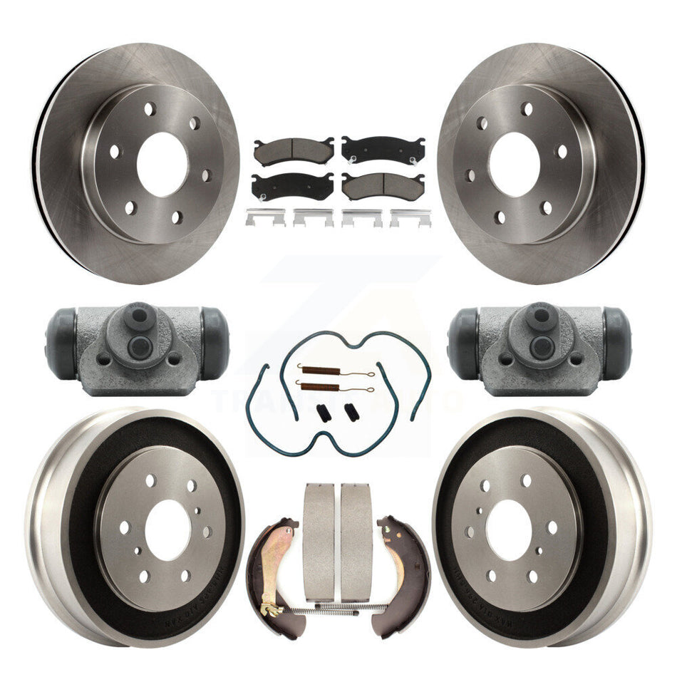 Front Rear Disc Brake Rotors Ceramic Pads And Drum Kit (9Pc) For Chevrolet Silverado 1500 GMC Sierra Classic With 6400 Lb GVW K8C-102862