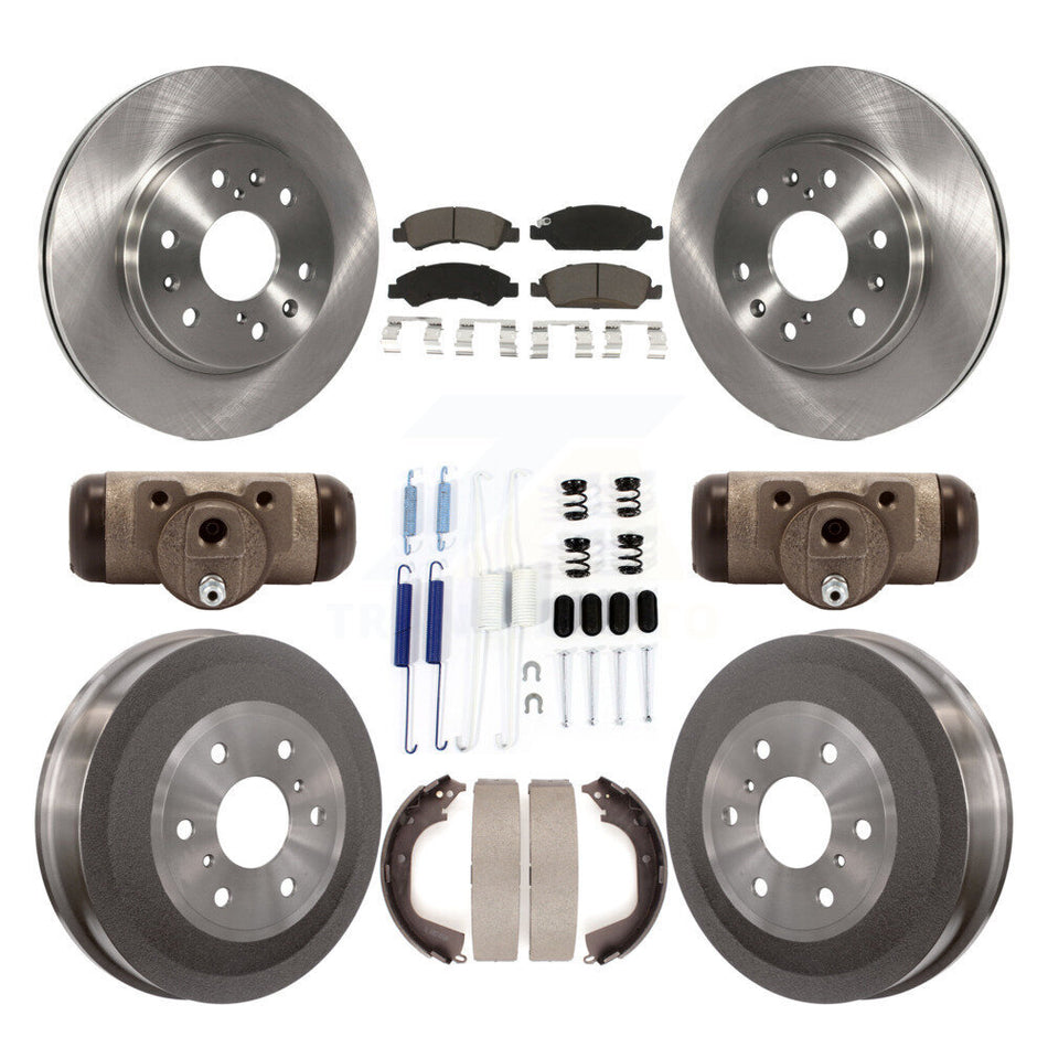 Front Rear Disc Brake Rotors Ceramic Pads And Drum Kit (9Pc) For Chevrolet Silverado 1500 GMC Sierra With 7000 Lb GVW K8C-102864