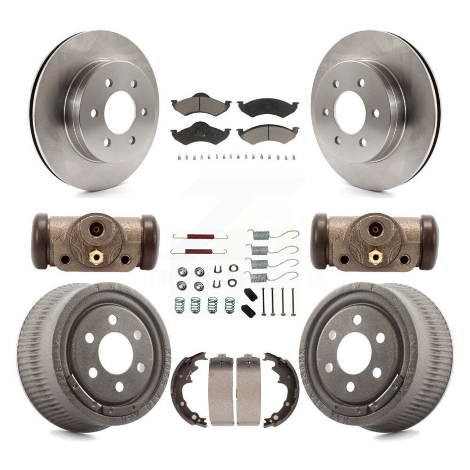 Front Rear Disc Brake Rotors Ceramic Pads And Drum Kit (9Pc) For 2000-2002 Dodge Dakota With 9" Diameter K8C-102867