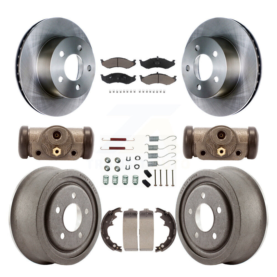 Front Rear Disc Brake Rotors Ceramic Pads And Drum Kit (9Pc) For Jeep Cherokee Wrangler With 9" Diameter K8C-102880