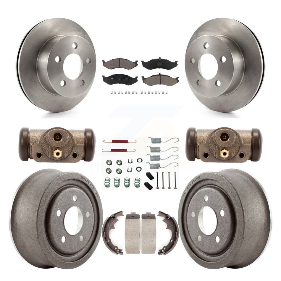Front Rear Disc Brake Rotors Ceramic Pads And Drum Kit (9Pc) For Jeep Wrangler TJ K8C-102891
