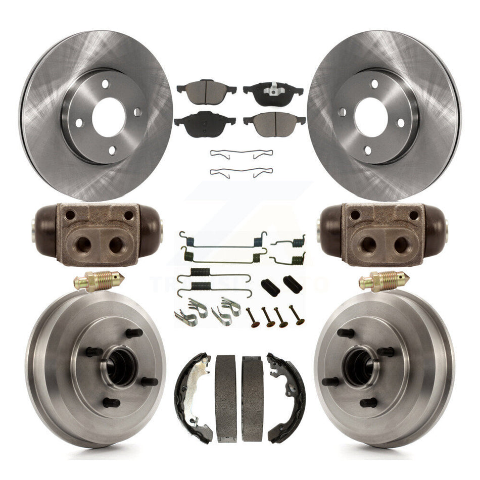 Front Rear Disc Brake Rotors Ceramic Pads And Drum Kit (9Pc) For 2005-2007 Ford Focus Wheel Bearing Includes K8C-102896