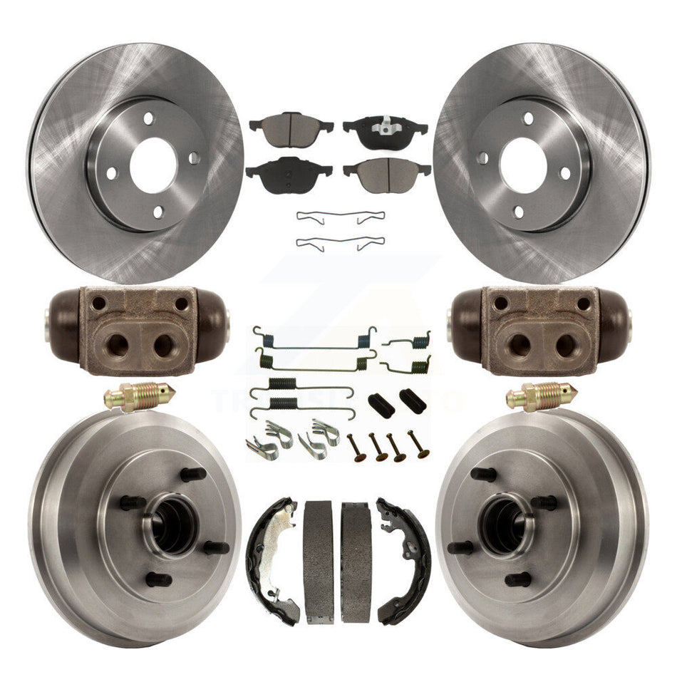 Front Rear Disc Brake Rotors Ceramic Pads And Drum Kit (9Pc) For 2005-2007 Ford Focus Wheel Bearing Includes K8C-102896