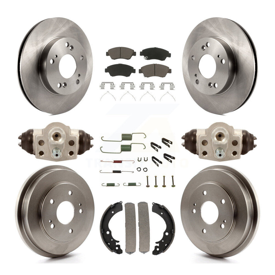 Front Rear Disc Brake Rotors Ceramic Pads And Drum Kit (9Pc) For Honda Civic K8C-102901