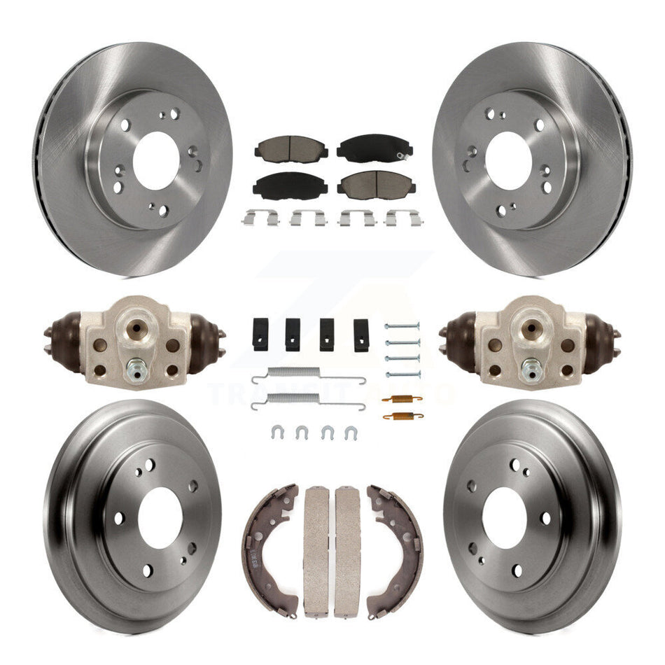 Front Rear Disc Brake Rotors Ceramic Pads And Drum Kit (9Pc) For Honda Civic K8C-102904