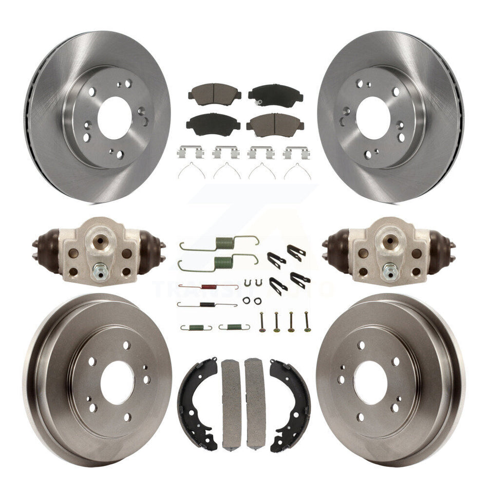 Front Rear Disc Brake Rotors Ceramic Pads And Drum Kit (9Pc) For 2006-2008 Honda Civic Hybrid K8C-102905