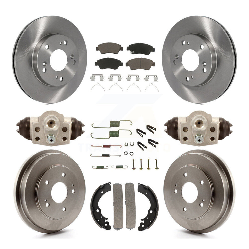 Front Rear Disc Brake Rotors Ceramic Pads And Drum Kit (9Pc) For 2006-2008 Honda Civic Hybrid K8C-102905