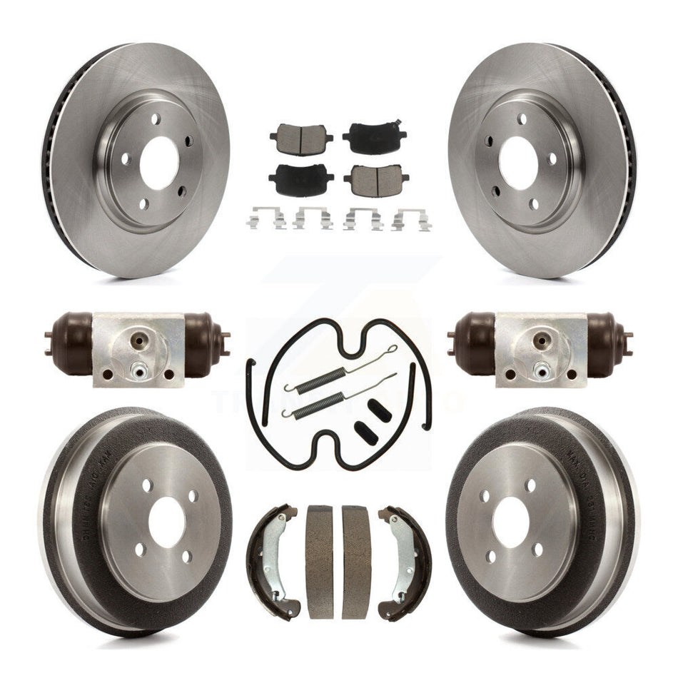 Front Rear Disc Brake Rotors Ceramic Pads And Drum Kit (9Pc) For 2006 Pontiac Pursuit With Brakes K8C-102909