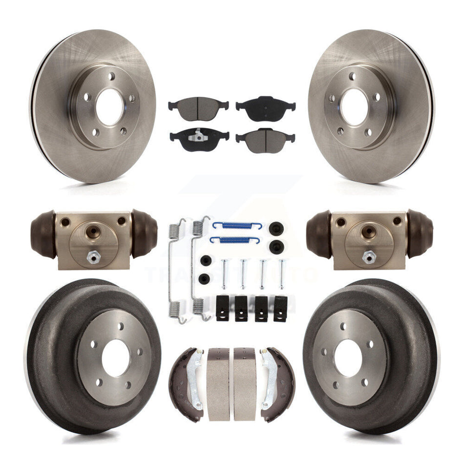 Front Rear Disc Brake Rotors Ceramic Pads And Drum Kit (9Pc) For 2010-2013 Ford Connect K8C-102920