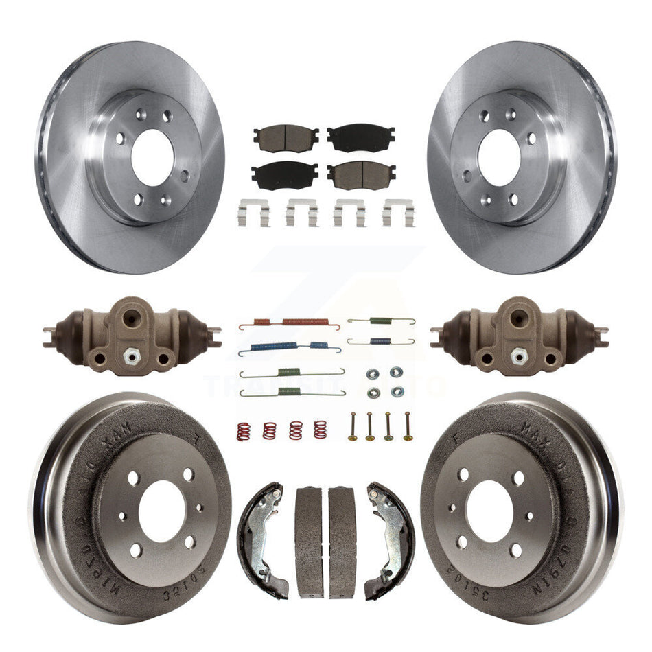 Front Rear Disc Brake Rotors Ceramic Pads And Drum Kit (9Pc) For 2006 Hyundai Accent Sedan To 09 30 05 K8C-102923