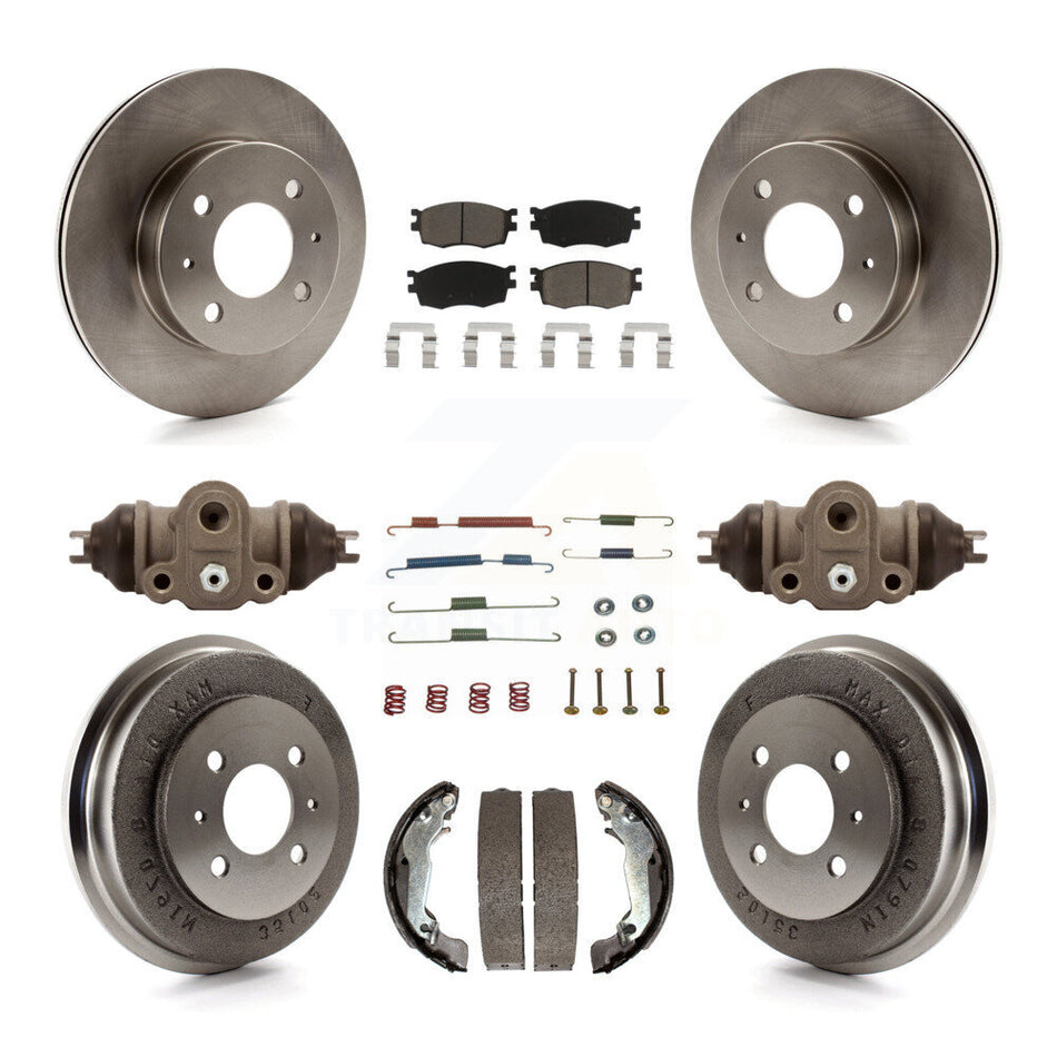 Front Rear Disc Brake Rotors Ceramic Pads And Drum Kit (9Pc) For 2006 Hyundai Accent Hatchback To 09 30 05 K8C-102924