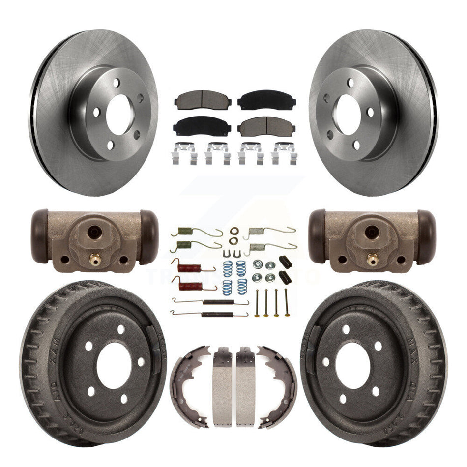 Front Rear Disc Brake Rotors Ceramic Pads And Drum Kit (9Pc) For 2004-2009 Ford Ranger 4WD With 9" Diameter K8C-102926