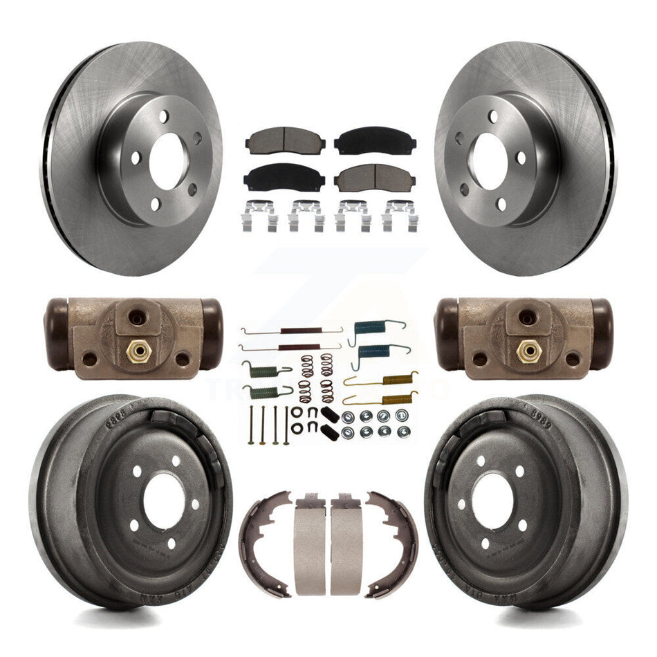 Front Rear Disc Brake Rotors Ceramic Pads And Drum Kit (9Pc) For Ford Ranger Mazda B4000 With 10" Diameter K8C-102927