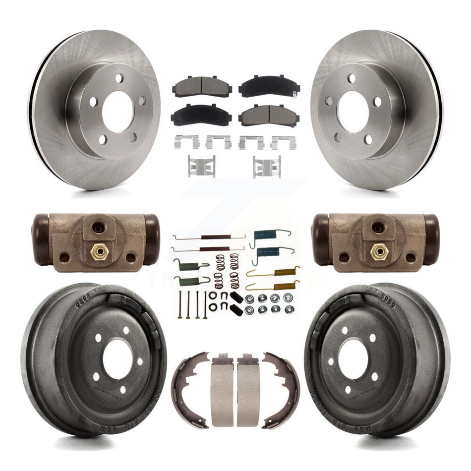 Front Rear Disc Brake Rotors Ceramic Pads And Drum Kit (9Pc) For Ford Ranger Mazda B3000 B4000 With 10" Diameter 4WD K8C-102944