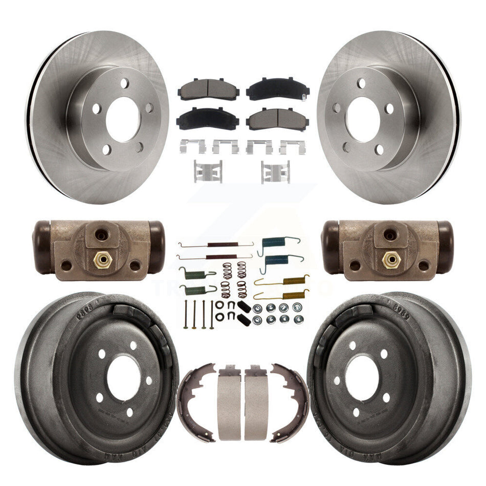 Front Rear Disc Brake Rotors Ceramic Pads And Drum Kit (9Pc) For Ford Ranger Mazda B3000 B4000 With 10" Diameter 4WD K8C-102944