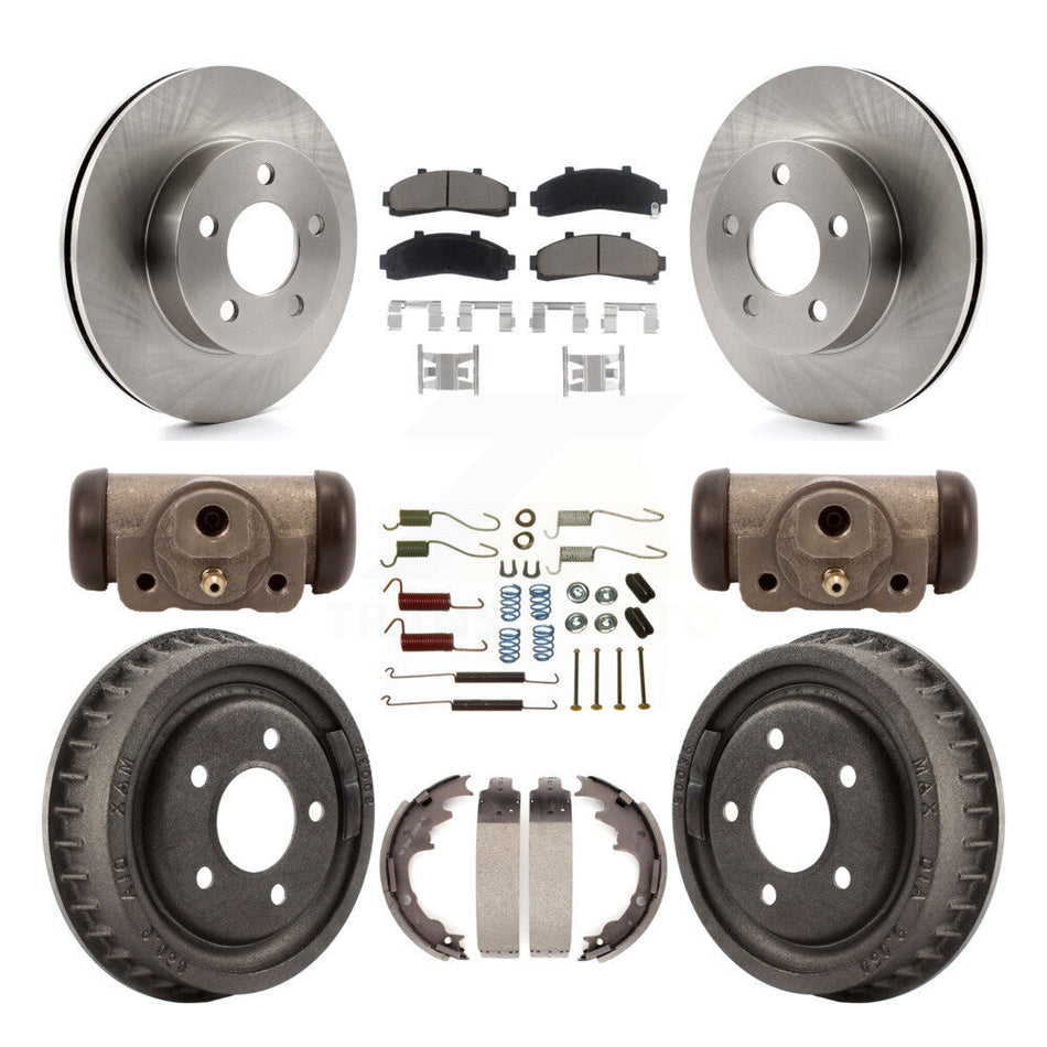 Front Rear Disc Brake Rotors Ceramic Pads And Drum Kit (9Pc) For 2001-2002 Ford Ranger 4WD With 9" Diameter K8C-102945