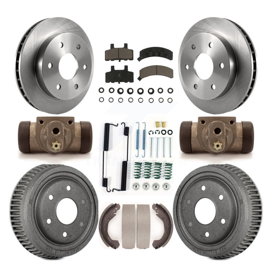 Front Rear Disc Brake Rotors Ceramic Pads And Drum Kit (9Pc) For 1992-1999 Chevrolet K1500 With 10" Diameter K8C-102954