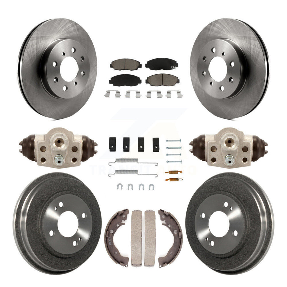 Front Rear Disc Brake Rotors Ceramic Pads And Drum Kit (9Pc) For Honda Insight K8C-102955