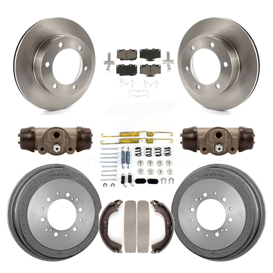Front Rear Disc Brake Rotors Ceramic Pads And Drum Kit (9Pc) For 1995-1998 Toyota Tacoma 4WD K8C-102963