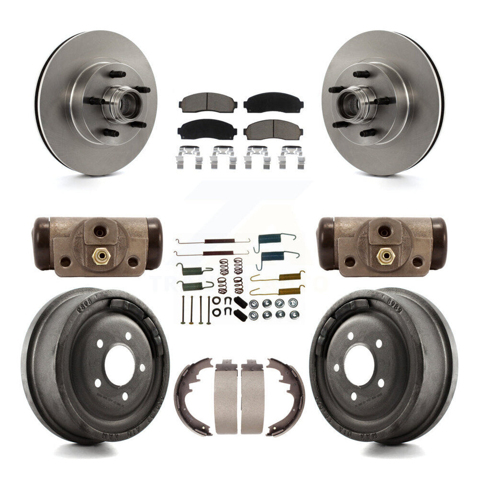 Front Rear Disc Brake Rotors Ceramic Pads And Drum Kit (9Pc) For 2006-2009 Ford Ranger RWD With 10" Diameter K8C-102965