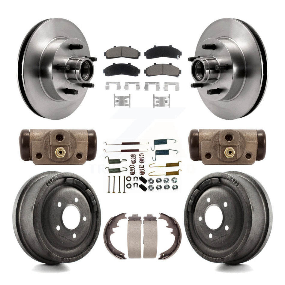 Front Rear Disc Brake Rotors Ceramic Pads And Drum Kit (9Pc) For Ford Ranger Mazda B2500 B3000 B4000 With 10" Diameter K8C-102968