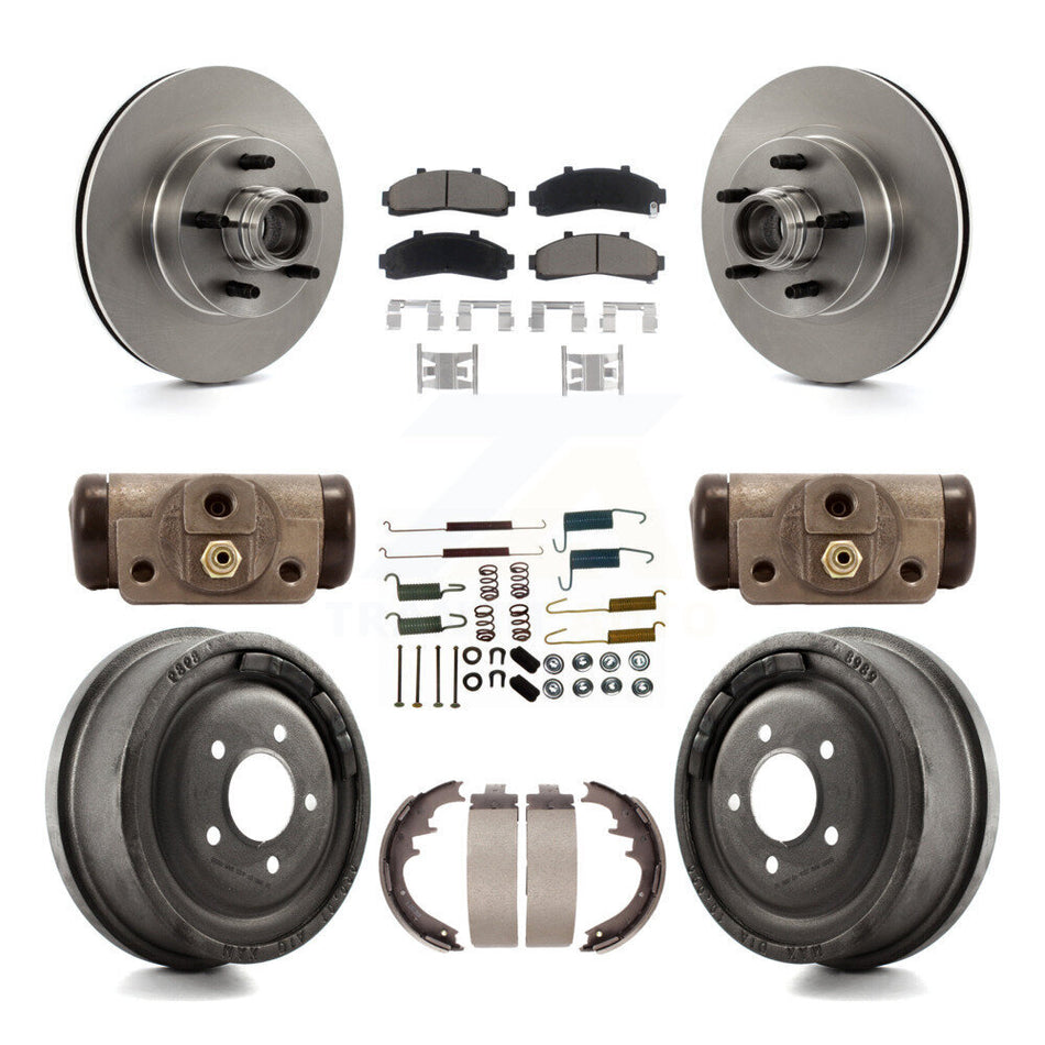 Front Rear Disc Brake Rotors Ceramic Pads And Drum Kit (9Pc) For Ford Ranger With 10" Diameter K8C-102972