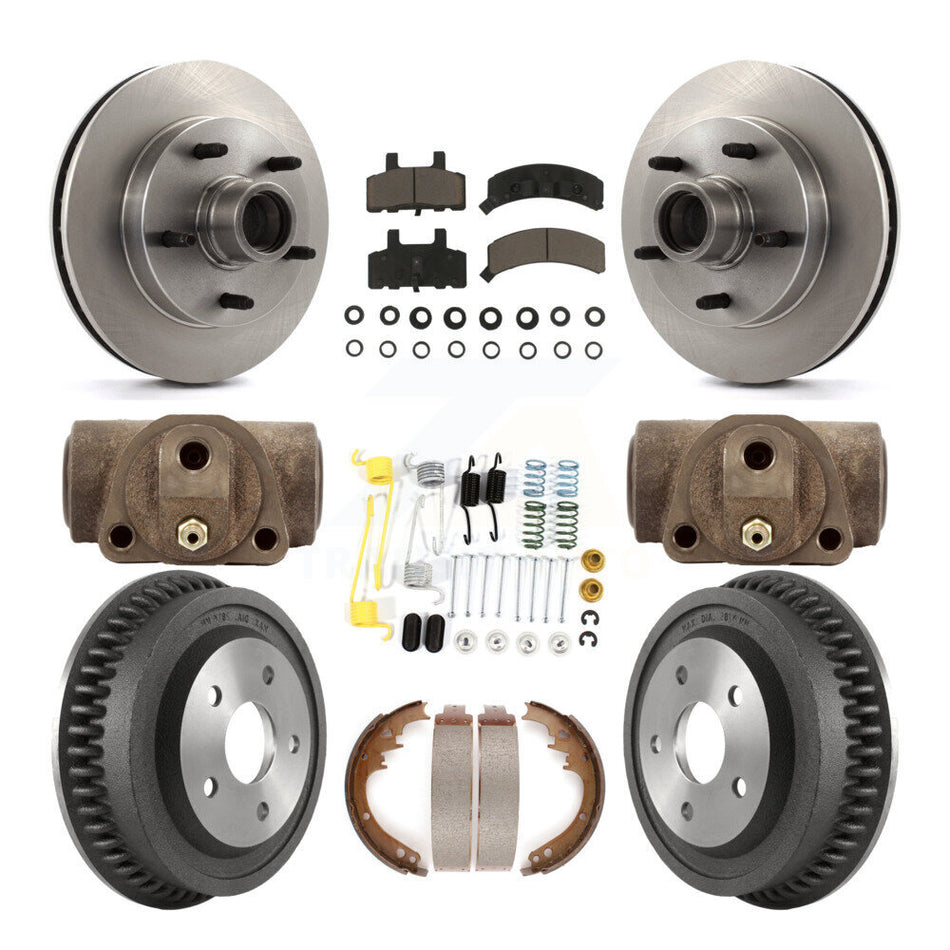 Front Rear Disc Brake Rotors Ceramic Pads And Drum Kit (9Pc) For 1994-1999 Dodge Ram 1500 RWD K8C-102978