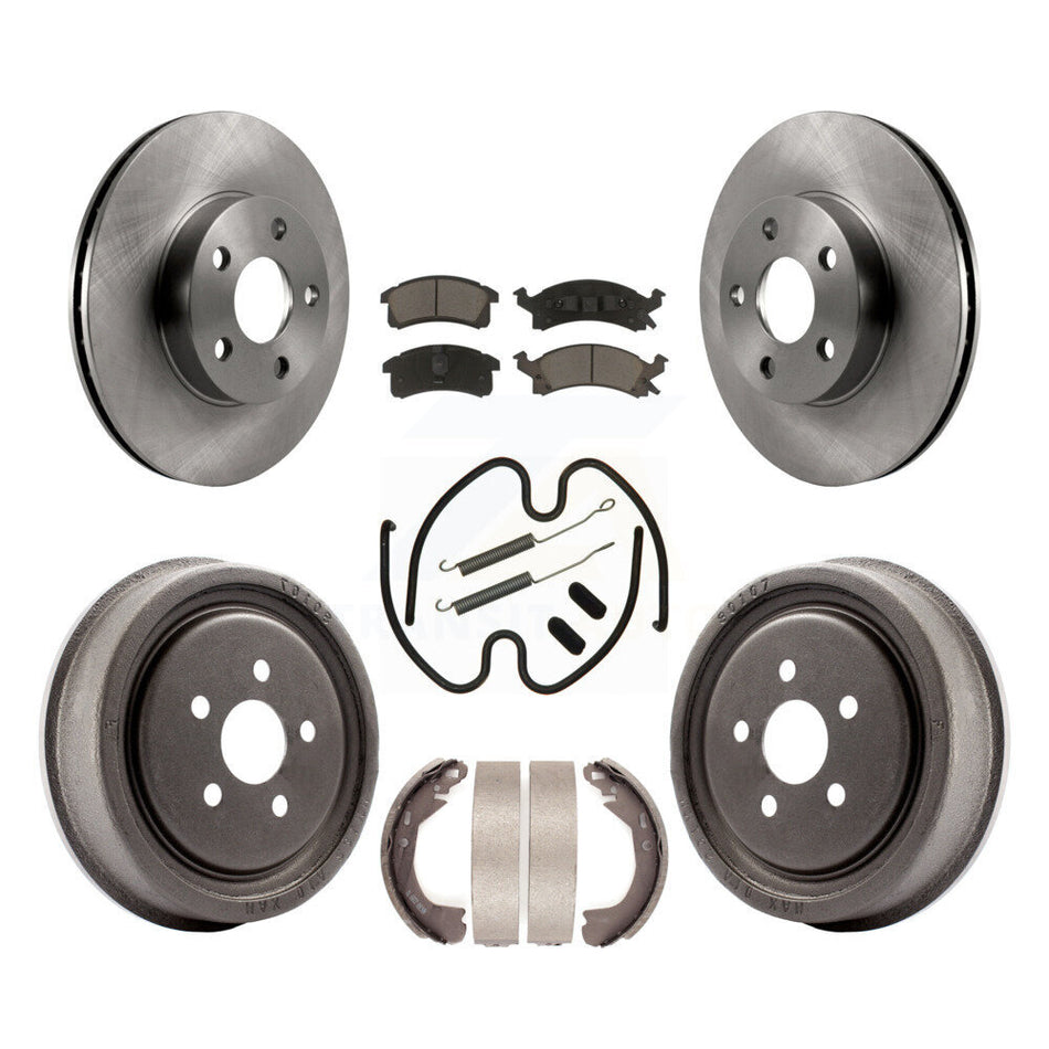 Front Rear Disc Brake Rotors Ceramic Pads And Drum Kit (7Pc) For 2003 Chevrolet Cavalier With 225mm x 45mm Size K8C-103059