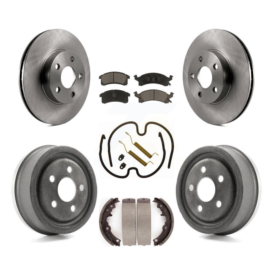 Front Rear Disc Brake Rotors Ceramic Pads And Drum Kit (7Pc) For 1996-1998 Pontiac Sunfire Except Vehicles Built USA Market K8C-103060