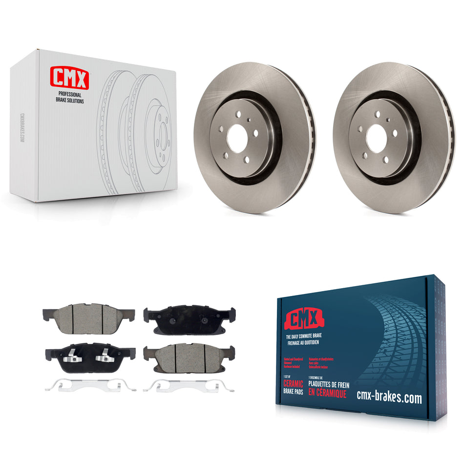 Front Brake Rotors Ceramic Pad Kit For 2019-2023 Lincoln Nautilus With Vented Rear K8C-103087