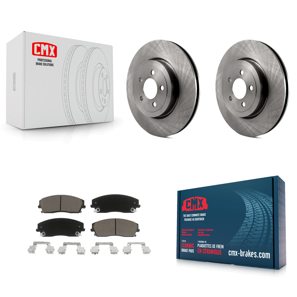 Front Disc Brake Rotors And Ceramic Pads Kit For 2015-2018 Dodge Charger RWD with 3.6L With 345mm Diameter Rotor K8C-103114