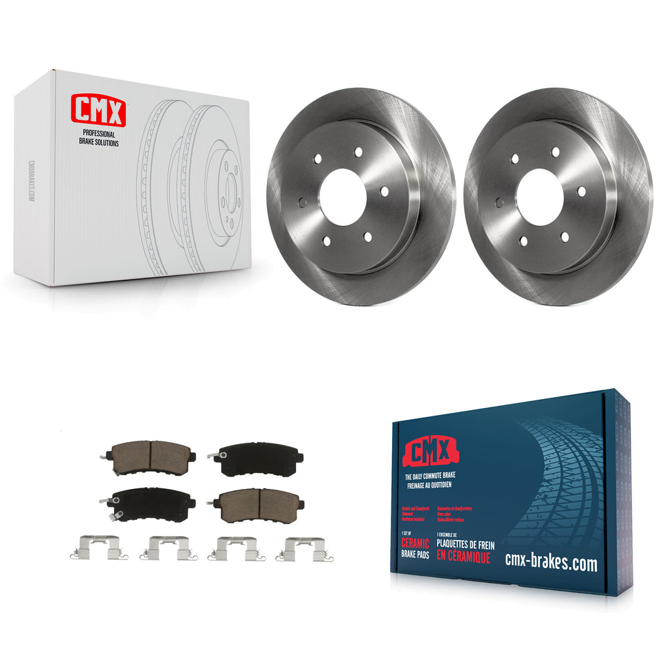 Rear Disc Brake Rotors And Ceramic Pads Kit For 2017-2019 Nissan Armada With Solid Rotor K8C-103204