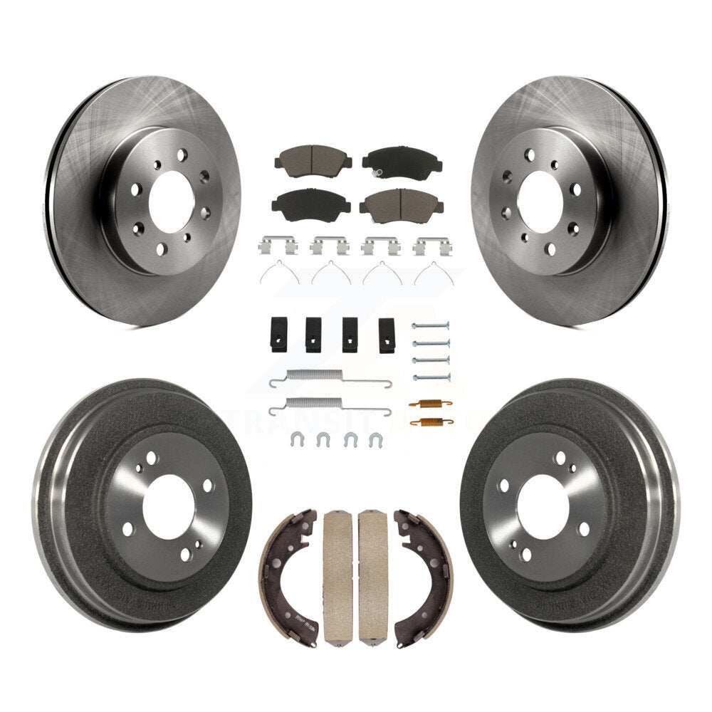 Front Rear Disc Brake Rotors Ceramic Pad Drum Kit (7Pc) For Honda Civic With 4 Lug Wheels K8C-103205