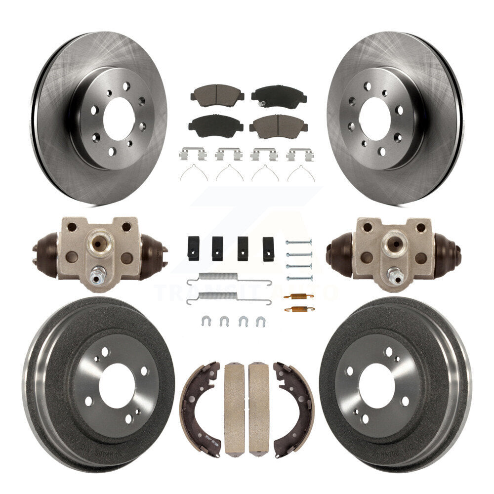 Front Rear Disc Brake Rotors Ceramic Pad Drum Kit (9Pc) For Honda Civic With 4 Lug Wheels K8C-103216