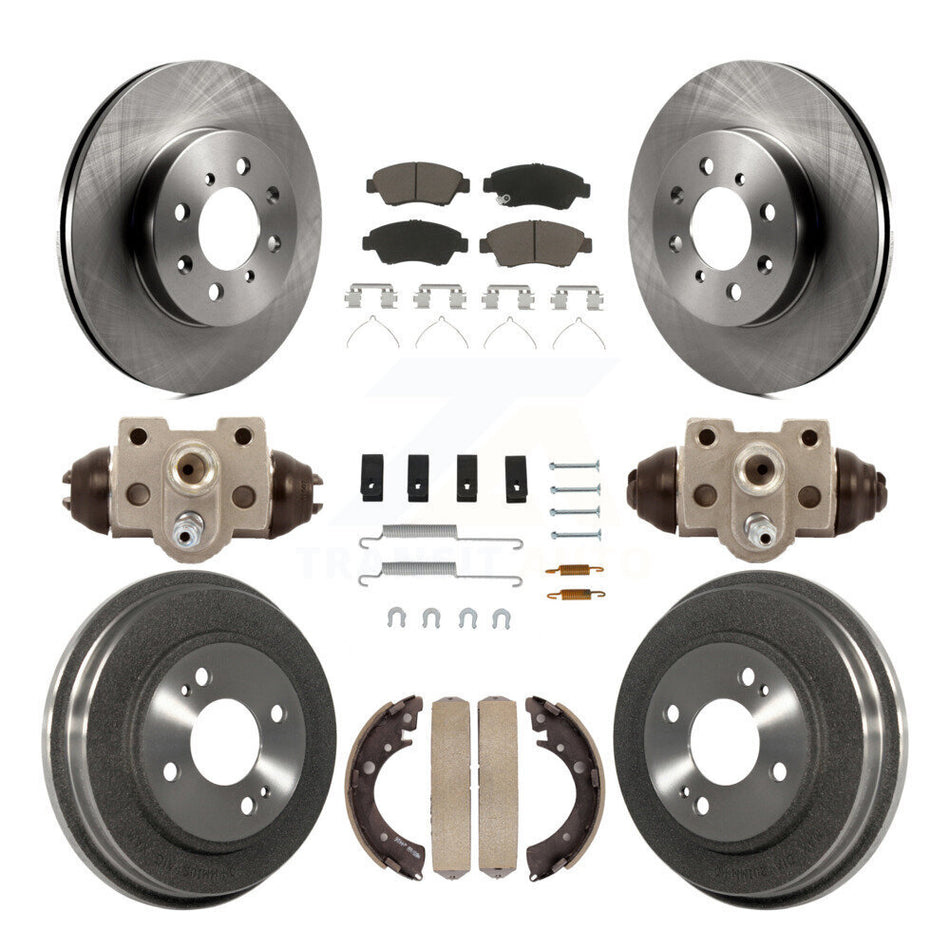 Front Rear Disc Brake Rotors Ceramic Pad Drum Kit (9Pc) For Honda Civic With 4 Lug Wheels K8C-103216