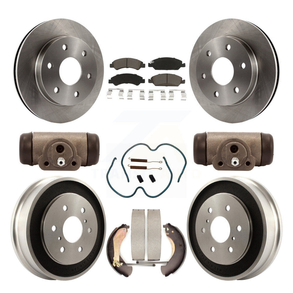 Front Rear Brake Rotor Ceramic Pad Drum Kit (9Pc) For 07 GMC Sierra 1500 With 7000 Lb GVW K8C-103328