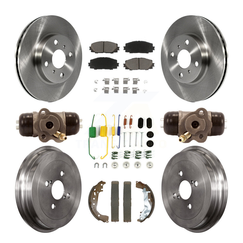 Front Rear Disc Brake Rotors Ceramic Pads And Drum Kit (9Pc) For Toyota Yaris K8C-103391