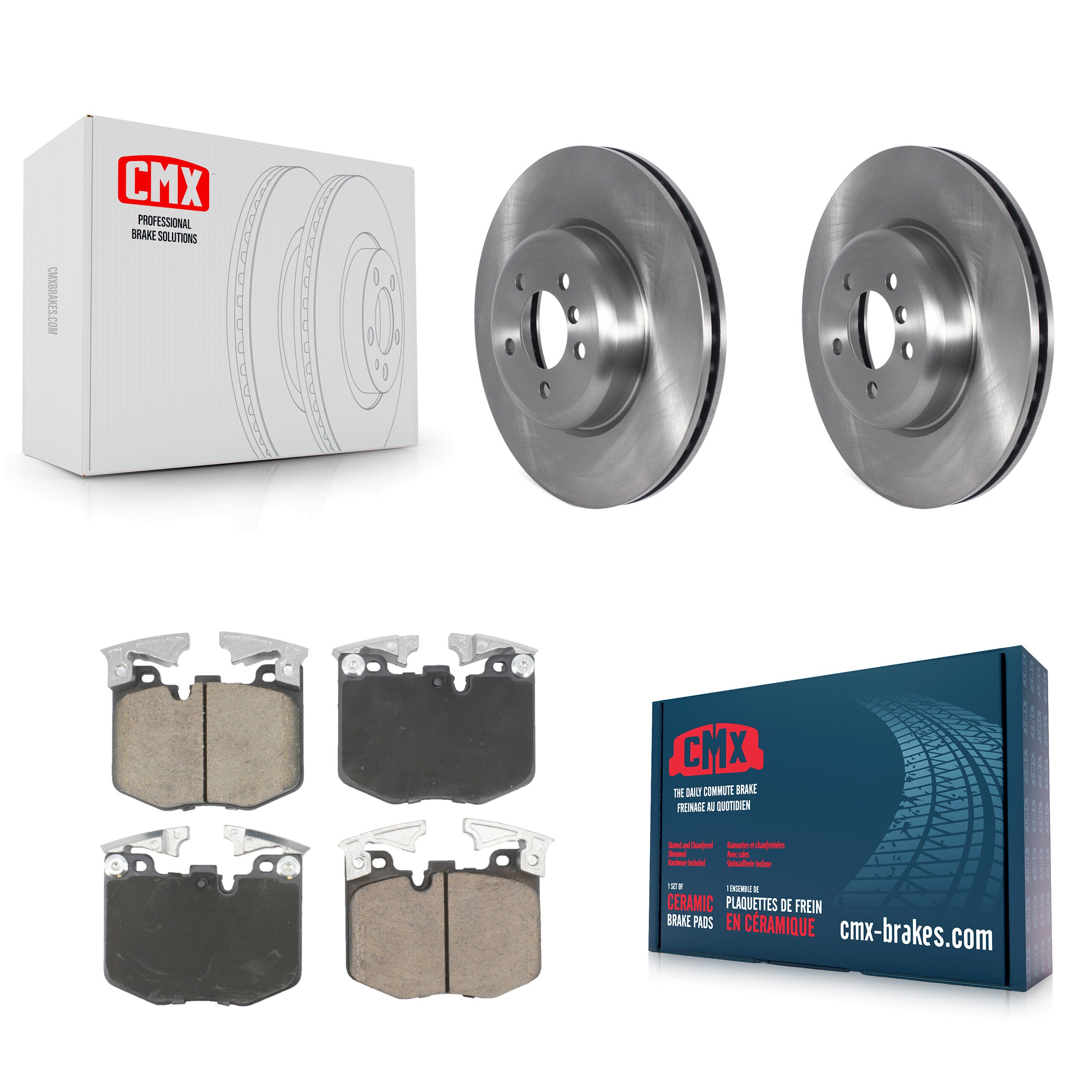 Front Disc Brake Rotors And Ceramic Pads Kit For 2019 BMW 330i With Blue Painted Calipers K8C-103501