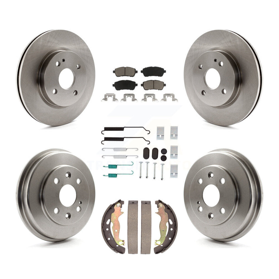 Front Rear Disc Brake Rotors Ceramic Pads And Drum Kit (7Pc) For 2011-2014 Mazda 2 K8C-103568