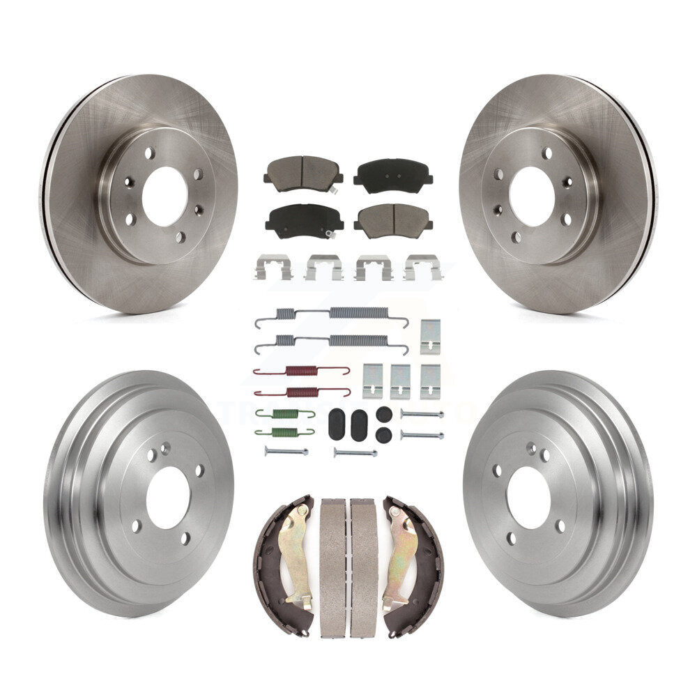 Front Rear Disc Brake Rotors Ceramic Pads And Drum Kit (7Pc) For 2012-2017 Hyundai Accent K8C-103571