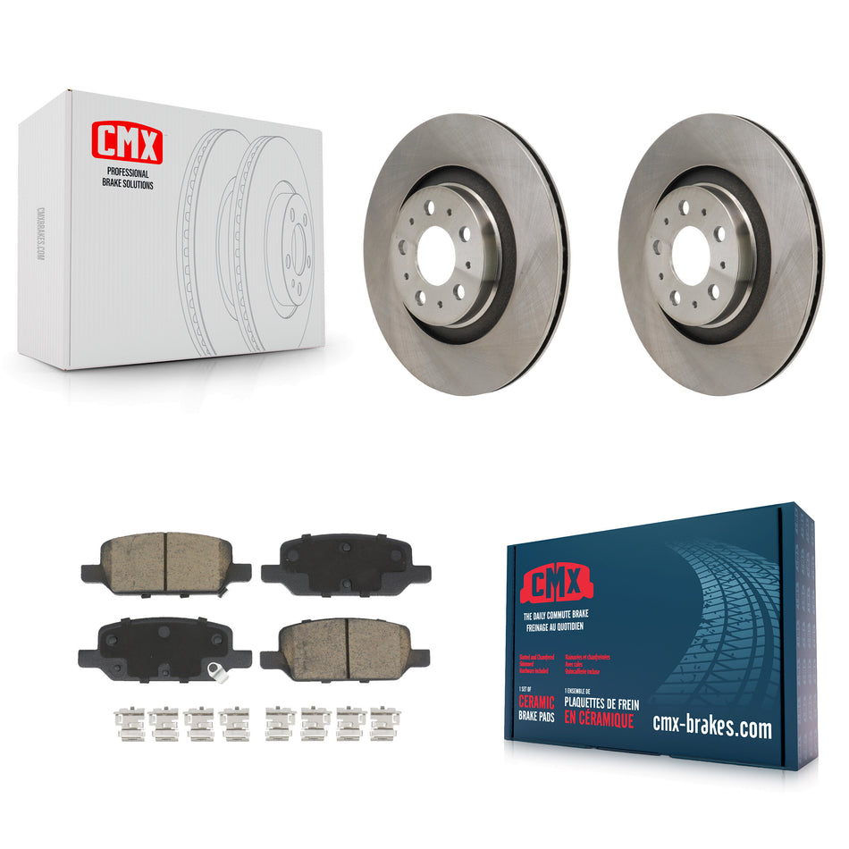 Rear Disc Brake Rotors & Ceramic Pad Kit For 2020-2022 Tesla Y With Gray Painted Calipers K8C-103749