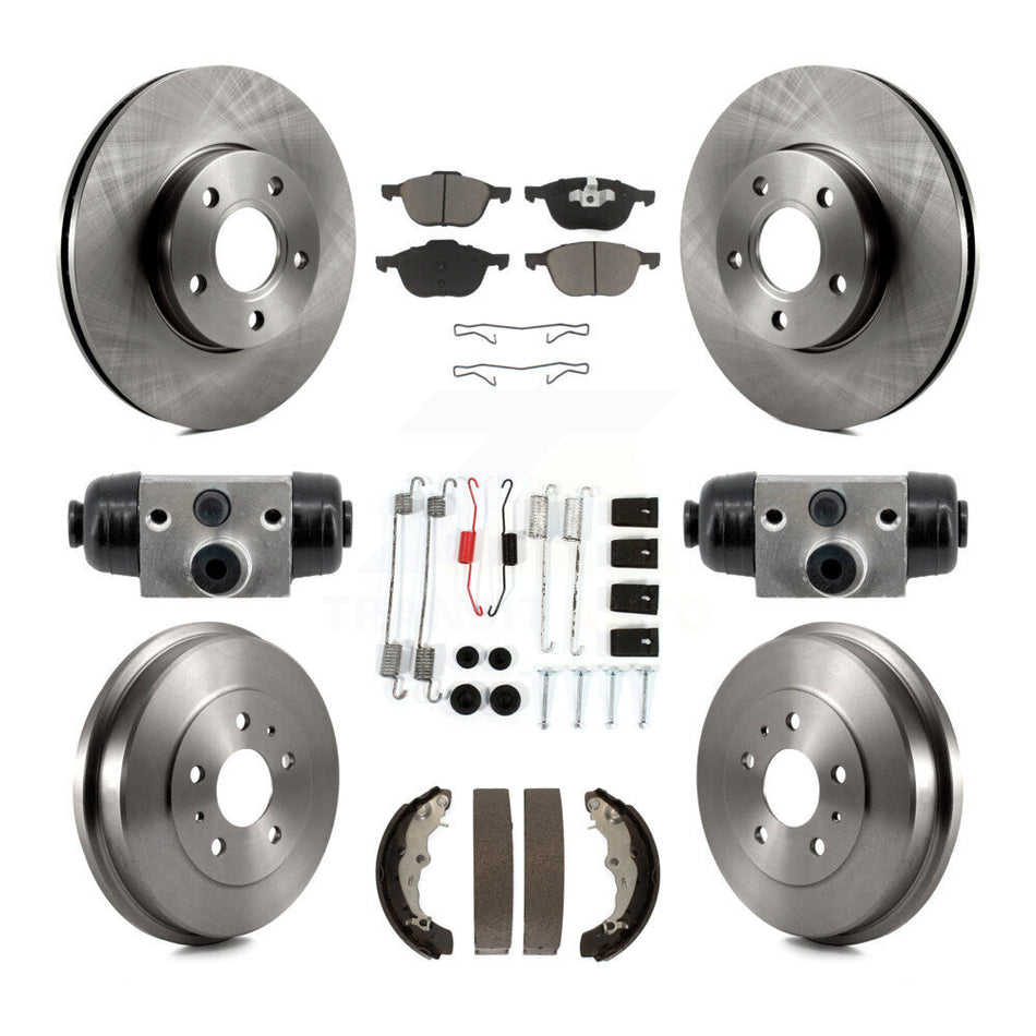Front Rear Disc Brake Rotors Ceramic Pads And Drum Kit (9Pc) For Ford Focus FMSI=1004 K8C-103770