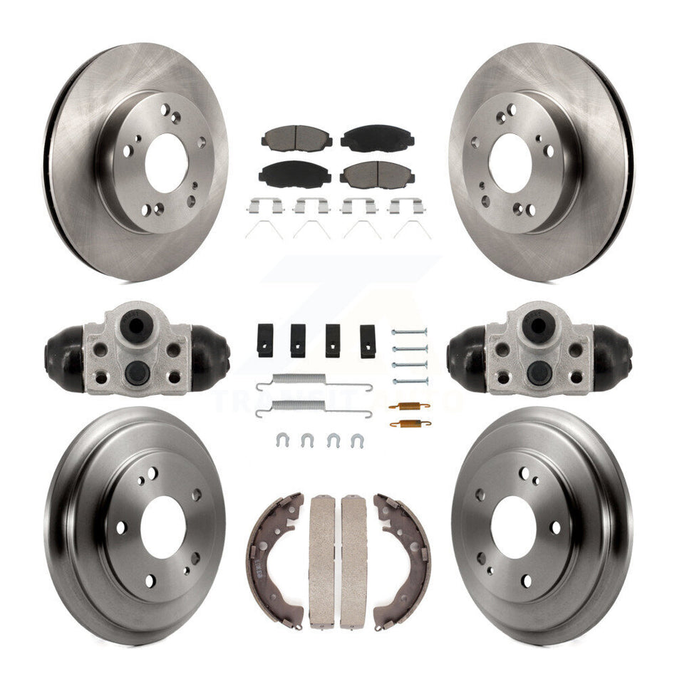 Front Rear Disc Brake Rotors Ceramic Pads And Drum Kit (9Pc) For Honda Civic K8C-103771