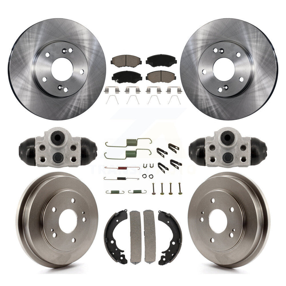 Front Rear Disc Brake Rotors Ceramic Pads And Drum Kit (9Pc) For Honda Fit K8C-103775