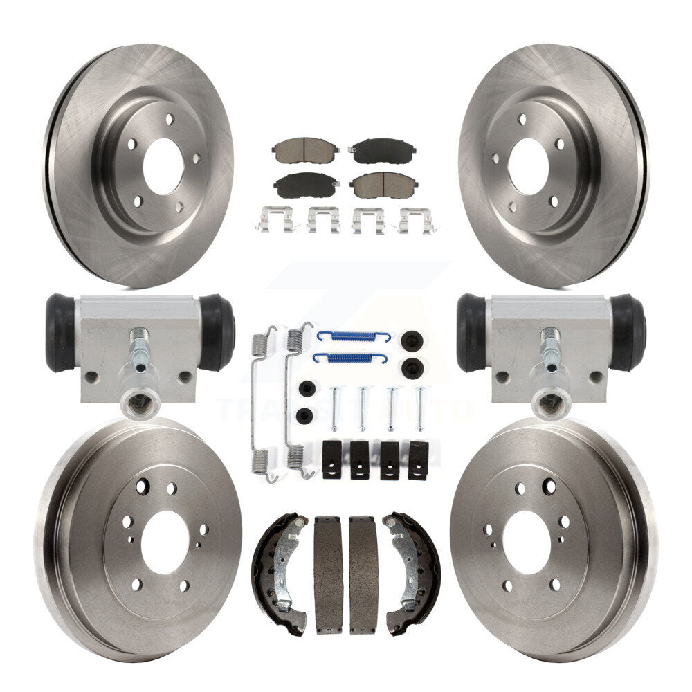Front Rear Brake Rotors Ceramic Pad & Drum Kit (9Pc) For 17-19 Nissan Sentra Turbocharged K8C-103777