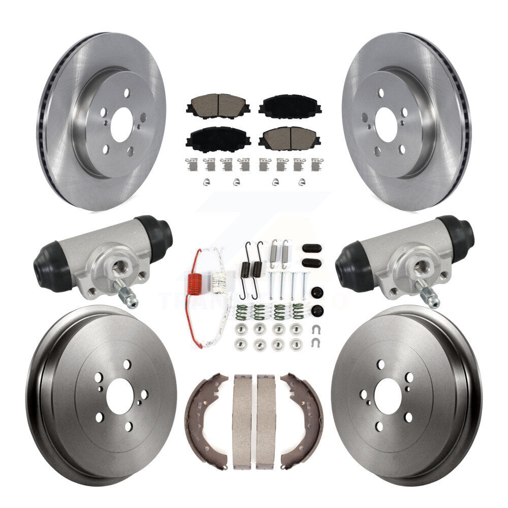 Front Rear Disc Brake Rotors Ceramic Pads And Drum Kit (9Pc) For 2019 Toyota Corolla 2.0L K8C-103788
